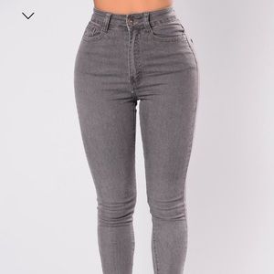 Fashion Nova High waisted grey wash jeans